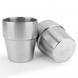 betose Stainless Steel Cups, 2 Pack 10oz 300ml Double Wall Stainless Tumbler Drinking Cups for Home Restaurant Office Party Camping
