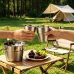 betose Stainless Steel Cups, 2 Pack 10oz 300ml Double Wall Stainless Tumbler Drinking Cups for Home Restaurant Office Party Camping
