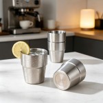 betose Stainless Steel Cups, 2 Pack 10oz 300ml Double Wall Stainless Tumbler Drinking Cups for Home Restaurant Office Party Camping