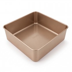 betose Square Cake Pan,  1 Pack 9x9 inch Carbon Steel Square Baking Pan for Brownie, Cheesecake, Roasting - Rose Gold