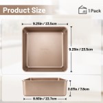 betose Square Cake Pan,  1 Pack 9x9 inch Carbon Steel Square Baking Pan for Brownie, Cheesecake, Roasting - Rose Gold